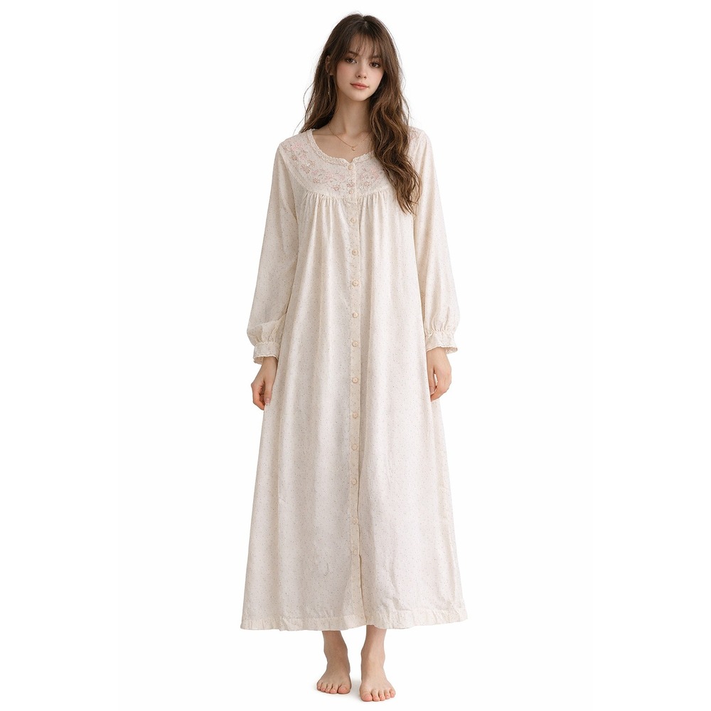 LILY VINTAGE‎ Prairie Nightgown Floral Embroidered Cottagecore Size 42